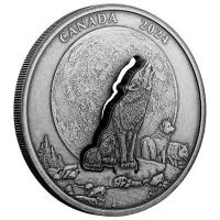 Kanada - 30 CAD Der Heulende Wolf 2024 - 2 Oz Silber Antik Finish