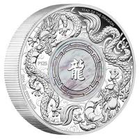 Australien - 2 AUD Double Dragon / Mother of Pearl 2024 - 2 Oz Silber PP