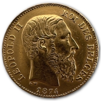 Belgien - 20 Bfrs Leopold II. - 5,81g Gold