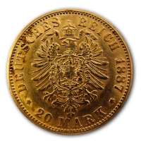 Deutsches Kaiserreich 20 Mark Wilhelm I. 7,16g Goldmünze Rückseite