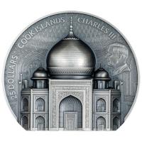 Cook Island 25 CID Historic Monuments Taj Mahal 2025 5 Oz Silber Antik Finish Rückseite