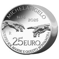 Italien 25 EUR 550. Jahrestag Michelangelo 2025 1 KG Silber BU Rückseite
