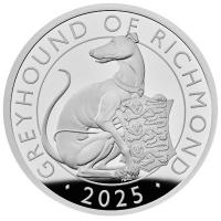Großbritannien - 2 GBP Tudor Beasts (8.) The Greyhound of Richmond 2025 - 1 Oz Silber PP