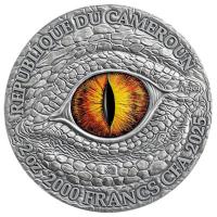 Kamerun 2000 Francs The Dragonology Mythische Hydra 2025 2 Oz Silber Antik Finish High Relief Rückseite