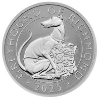 Großbritannien - 4 GBP Tudor Beasts (8.) The Greyhound of Richmond 2025 - 2*1 Oz Silber Proof & Reverse Frosted Proof