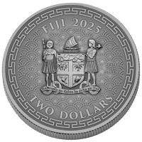 Fiji 2 FJD Jahr der Schlange 2025 1 Oz Silber Antik Finish Ultra High Relief Rückseite