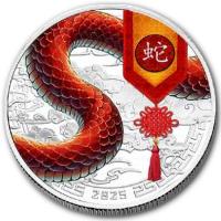 Fiji 3,75 FJD Jahr der Schlange 4 Coin Fractional Set 2025 1,85 Oz Silber Color Rückseite