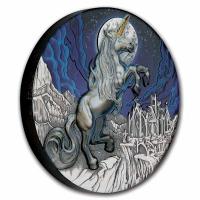 Tuvalu - 5 TVD Mythical Creatures Einhorn / Unicorn 2025 - 5 Oz Silber Antik Finish Color