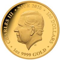 Niue 100 NZD Wedge-tailed Eagle (Privy Mark John Gould) 2025 1 Oz Gold PP Color Rückseite