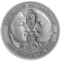 Kamerun 1000 Francs Kamasutra II: Augenblicke der Liebe (Moments of Love) 1 Oz Silber Antik Finish Color Rückseite