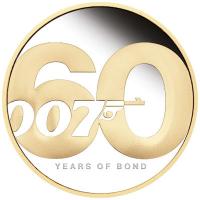 Tuvalu - 2 TVD James Bond 007 / 60 Jahre Jubiläum 2022 - 2 Oz Silber PP Gilded