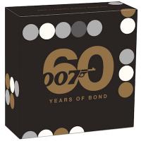 Tuvalu - 2 TVD James Bond 007 / 60 Jahre Jubiläum 2022 - 2 Oz Silber PP Gilded