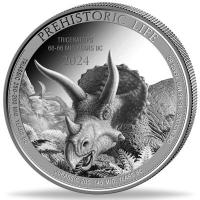 Kongo - 20 Francs Prähistorisches Leben II. Triceratops (1.) - 1 Oz Silber