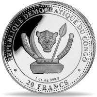Kongo - 20 Francs Prähistorisches Leben II. Triceratops (1.) - 1 Oz Silber