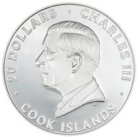 Cook Island 20 CID Silver Burst: Nashorn (Rhino) 2025 3 Oz Silber PP Ultra High Relief Rückseite