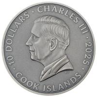 Cook Island 10 USD Portal of Time 2025 2 Oz Silber Antik Finish Color Rückseite
