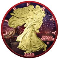 USA - 1 USD Silver Eagle: Halloween Creepy Smile 2025 - 1 Oz Silber Gilded Color