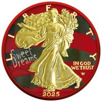 USA - 1 USD Silver Eagle: Halloween Claws of Fear 2025 - 1 Oz Silber Gilded Color