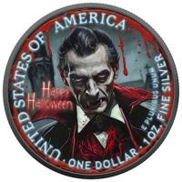 USA - 1 USD Silver Eagle: Halloween Prince of the Night 2025 - 1 Oz Silber Gilded Color Ruthenium
