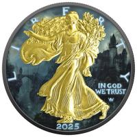 USA - 1 USD Silver Eagle: Halloween Prince of the Night 2025 - 1 Oz Silber Gilded Color Ruthenium