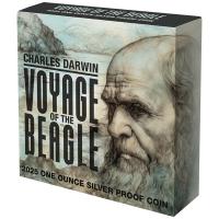 Niue - 1 NZD Charles Darwin: The Voyage of the HMS Beagle 2025 - 1 Oz Silber PP
