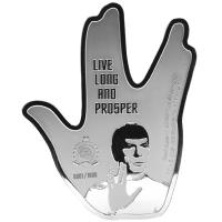 Niue 2 NZD Star Trek(TM) Vulkanischer Gruß 1 Oz Silber PP Rückseite