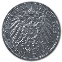 Deutsches Kaiserreich - 3 Mark Wilhelm II und Charlotte Wrttemberg - 15g Silber