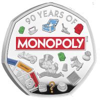Großbritannien 0,5 GBP 90. Jubiläum Monopoly 8g Silber PP Color
