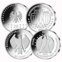 Deutschland - 4*20 EURO Komplettsatz 2025 - Silber Spiegelglanz