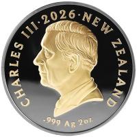 Neuseeland - 2 NZD Kiwi 2026 - 2 Oz Silber Black Proof Gilded