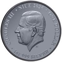 Niue 1 NZD Lunar Serie: Pferd 2026 1 Oz Silber Black Proof Gilded Rückseite