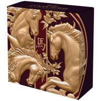 Niue - 10 NZD Lunar Serie: Pferd 2026 - 5 Oz Silber Black Proof Gilded