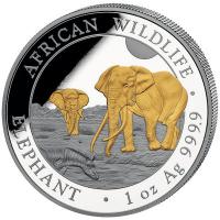 Somalia African Wildlife Elefant 2026 1 Oz Silber Gilded