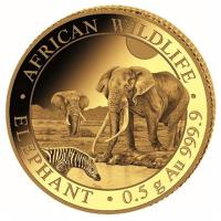 Somalia 20 Shillings Elefant 2026 0,5g Gold