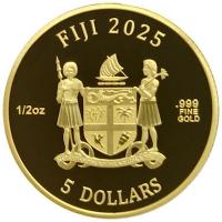 Fiji - 5 FJD Cats 2025 - 1/2 Oz Gold