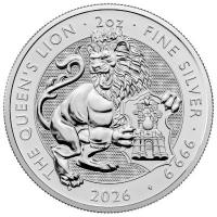 Großbritannien - 5 GBP Tudor Beasts (8.) Queen`s Lion 2026 - 2 Oz Silber