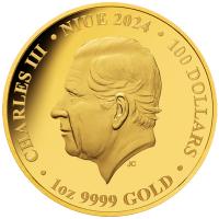 Niue 100 NZD Pfau (Peacock) 2024 1 Oz Gold PP (nur 99 Stück!!!) Rückseite