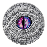 Kamerun 2000 Francs The Dragonology Stonegaze Basilisk 2025 2 Oz Silber Antik Finish High Relief Rückseite