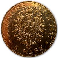 Deutsches Kaiserreich 5 Mark Hansestadt Hamburg 1,79g Gold Rückseite