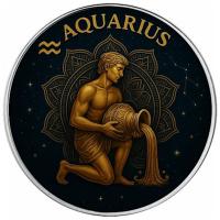USA - 1 USD American Silver Eagle: Sternzeichen: Wassermann/Aquarius 2025 - 1 Oz Silber Color