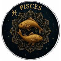 USA - 1 USD American Silver Eagle: Sternzeichen: Fische/Pisces 2025 - 1 Oz Silber Color