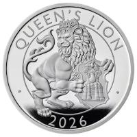 Großbritannien - 4 GBP Tudor Beasts (8.) The Queen`s Lion 2026 - 2*1 Oz Silber Proof & Reverse Frosted Proof