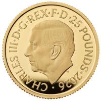 Großbritannien 25 GBP Tudor Beasts (8.) The Queen`s Lion 2026 1/4 Oz Gold PP Rückseite