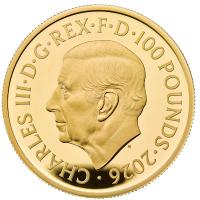 Großbritannien 100 GBP Tudor Beasts (8.) The Queen`s Lion 2026 1 Oz Gold PP Rückseite