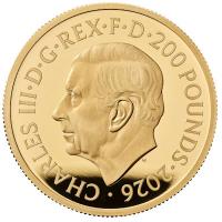 Großbritannien 200 GBP Tudor Beasts (8.) The Queen`s Lion 2026 2 Oz Gold PP Rückseite