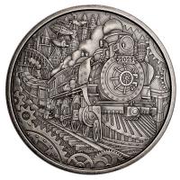 Kanada 50 CAD Eine skurile Geschichte: Dampflokomotive (Steam Locomotive) 3 Oz Silber Antik Finish
