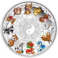 Tuvalu - 5 TVD 12 Baby Tierkreiszeichen Lunar 2025 - 5 Oz Silber PP Color