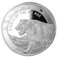 Ghana - 5 Cedis Giants of the Ice Age: Höhlenlöwe 2022 - 1 Oz Silber
