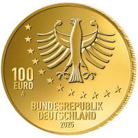 Deutschland 100 EURO Meisterwerke (3.) Leben eines Taugenichts SATZ 2025 5*1/2 Oz Gold Rückseite