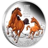 Australien - 1 AUD Lunar III Pferd 2026 - 1 Oz Silber PP Color